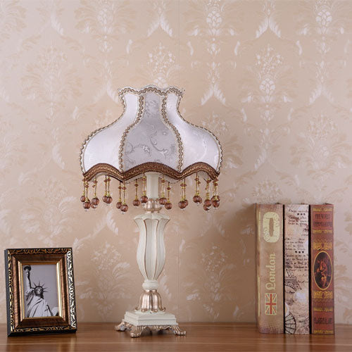 Fabric Cone Tassel Resin Table Lamp
