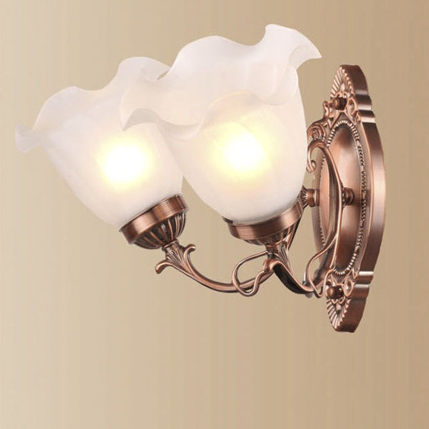 Iron Glass Flower Living 2-Light Wall Lamp