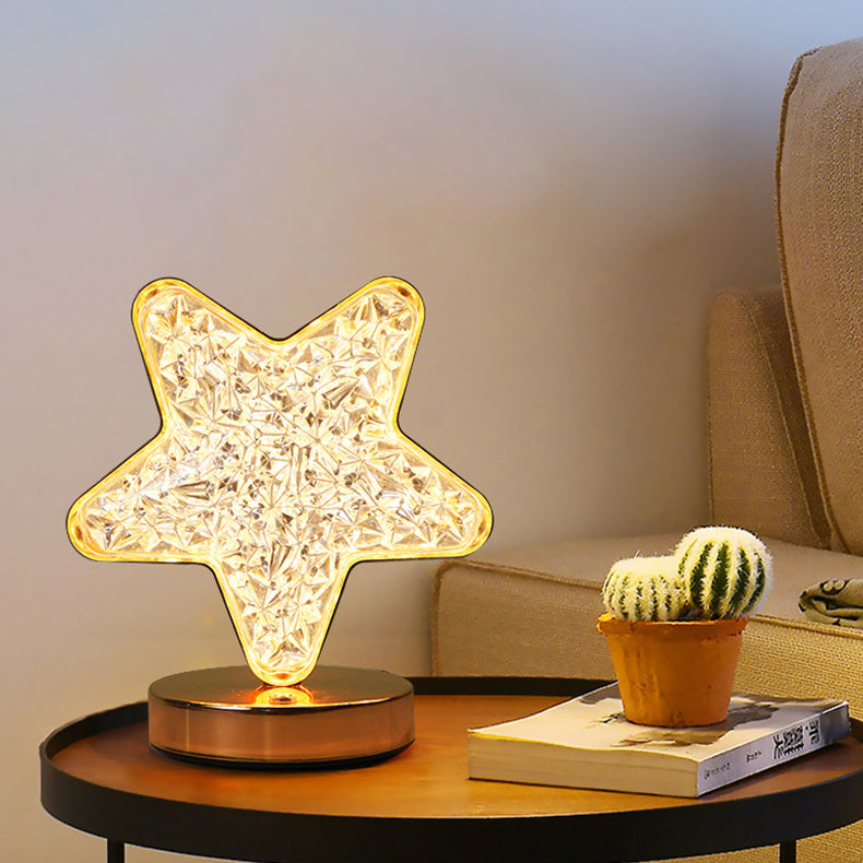 Metal Crystal Star Moon Table Lamp