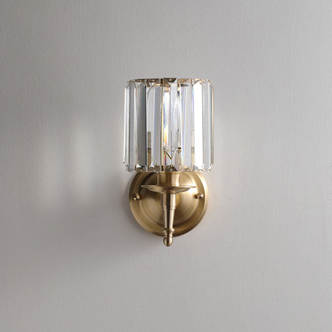Crystal Copper Cylinder Wall Lamp