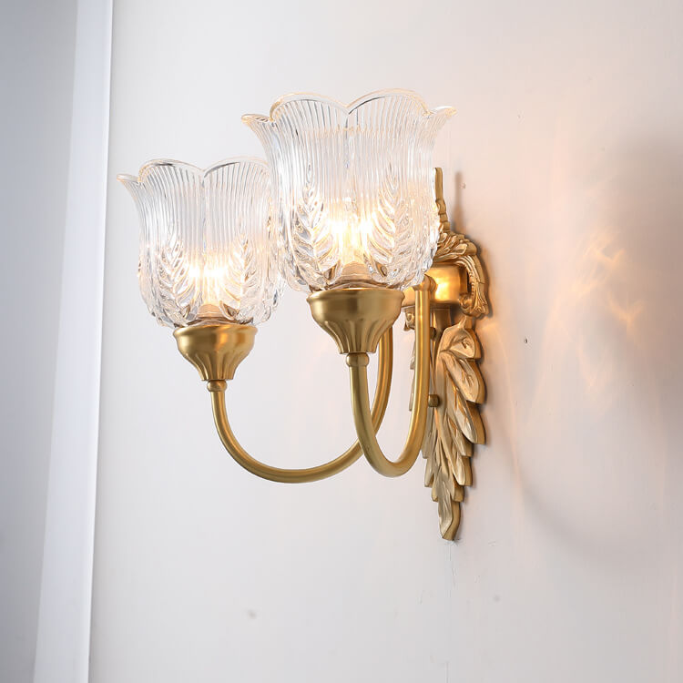 Flower Cup Brass Glass Wall Lamp