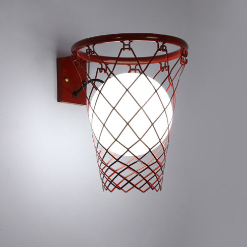 Kids Iron Glass Basketball Wall Lamp
