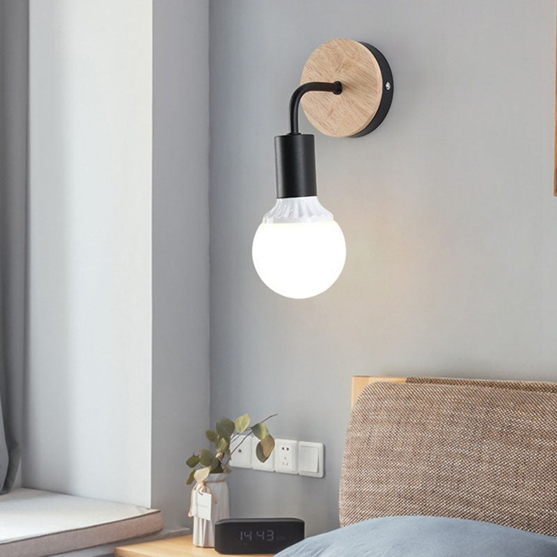 Bent Wood Iron Bedroom Wall Lamp