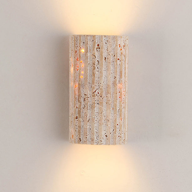 Striped Beige Travertine Semicircle Wall Lamp