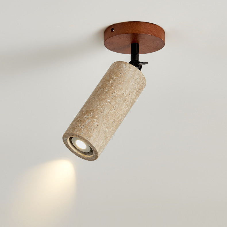Yellow Travertine Cylindrical Bedroom Wall Lamp