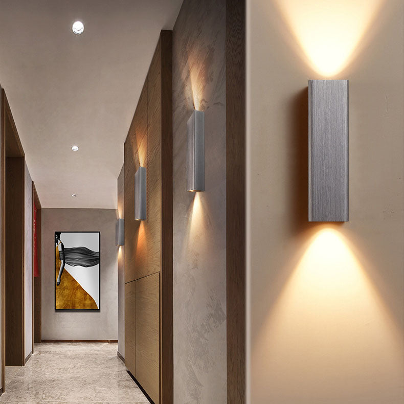 Brushed Aluminum Rectangular Column Wall Lamp