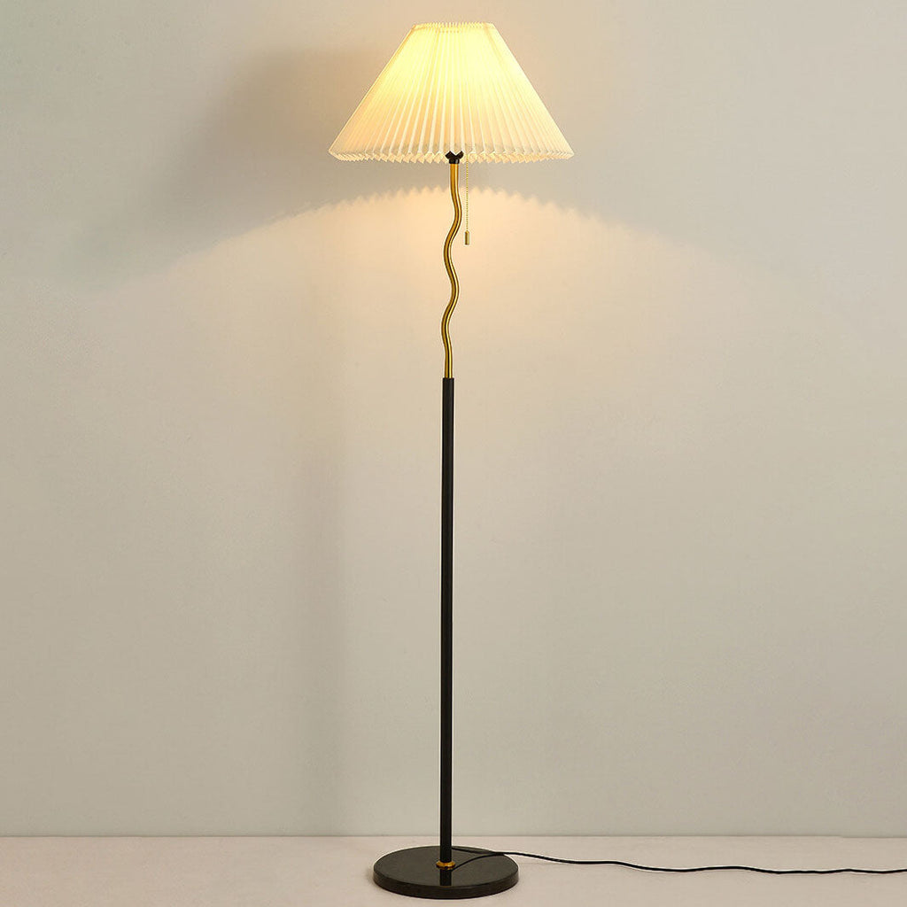 Pleated Cone Marble Floor Lamp