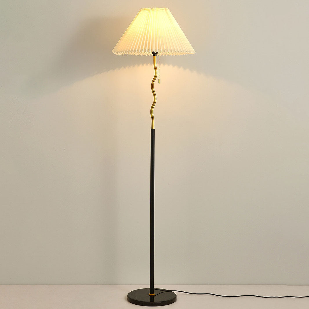 Pleated Cone Marble Floor Lamp