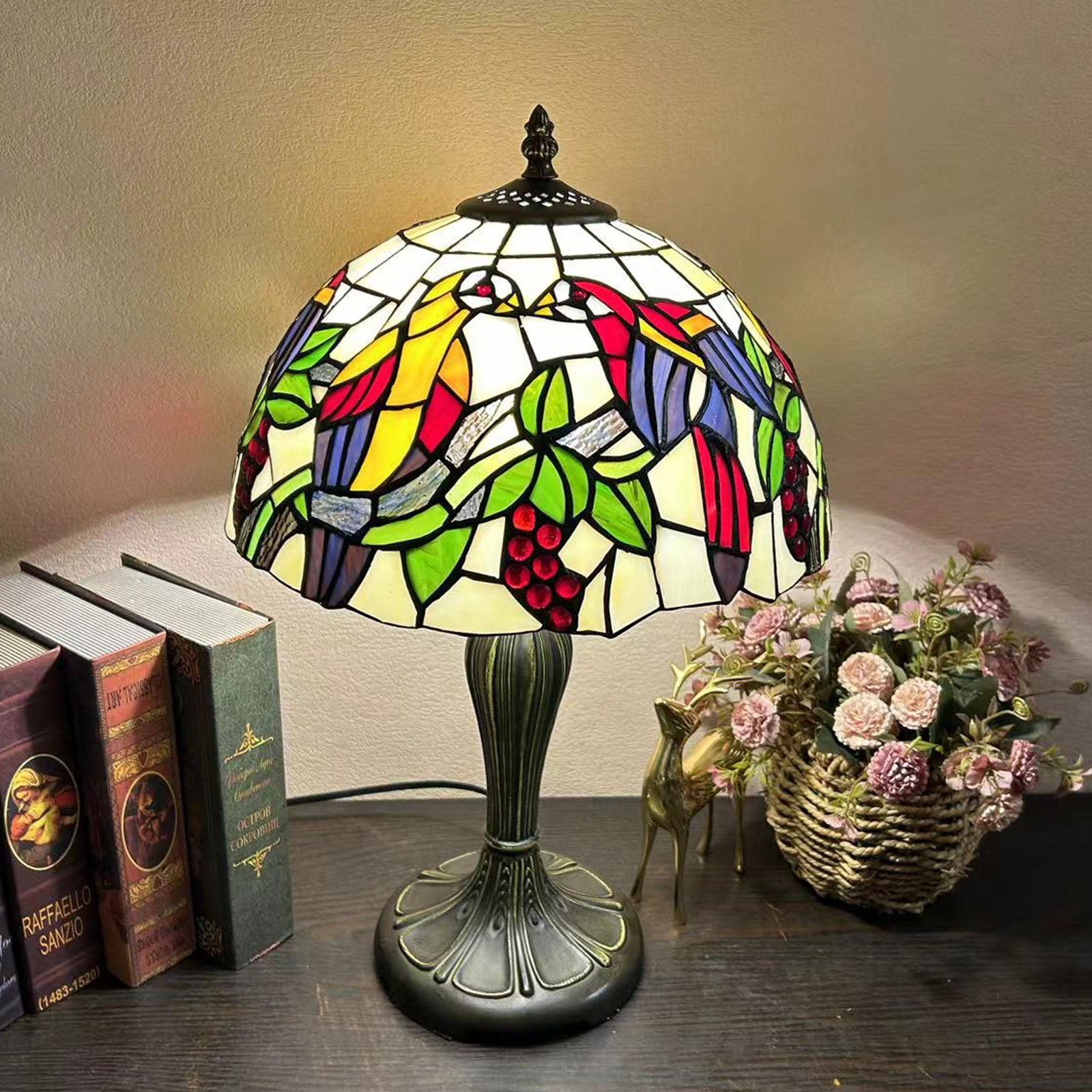 Metal Glass Dome Grape Table Lamp