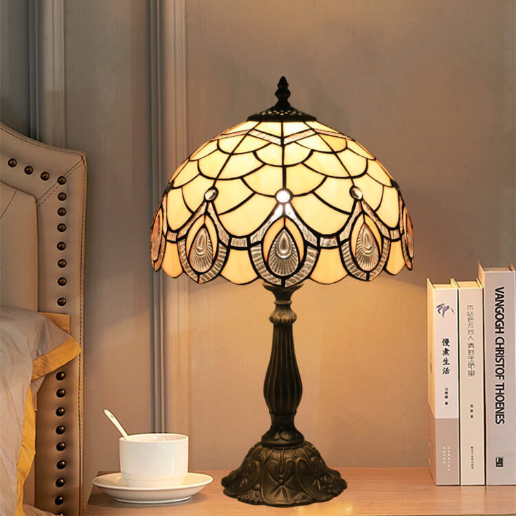 Lotus Resin Stained Glass Table Lamp