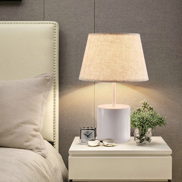 Farmhouse Fabric Metal Conic Table Lamp