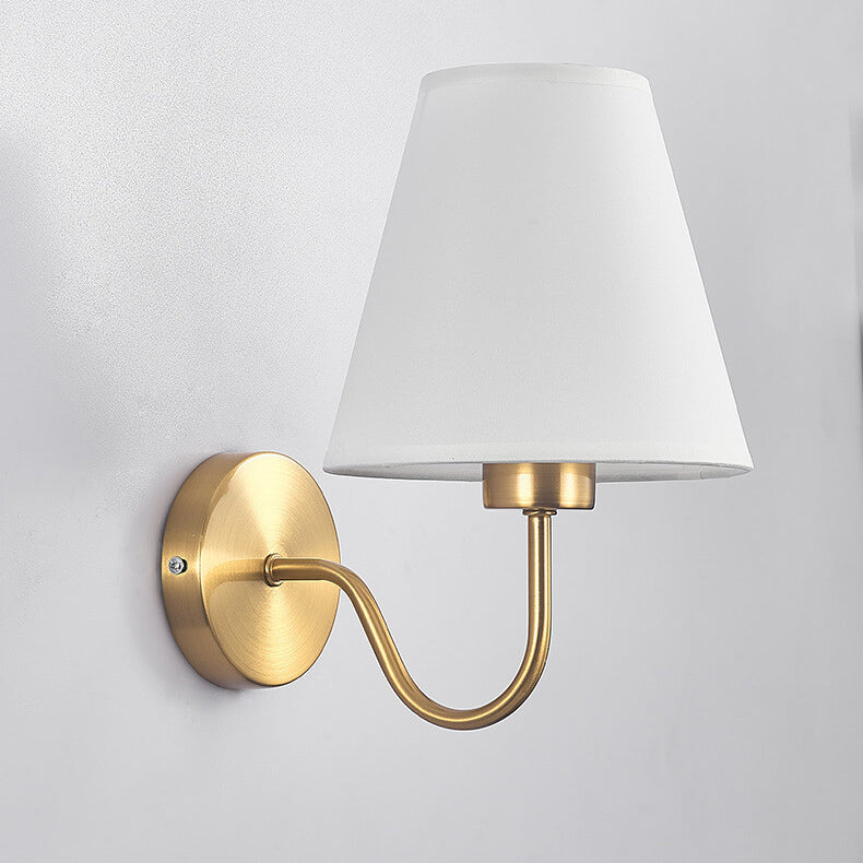 Cone Fabric Curved Arm Wall Lamp