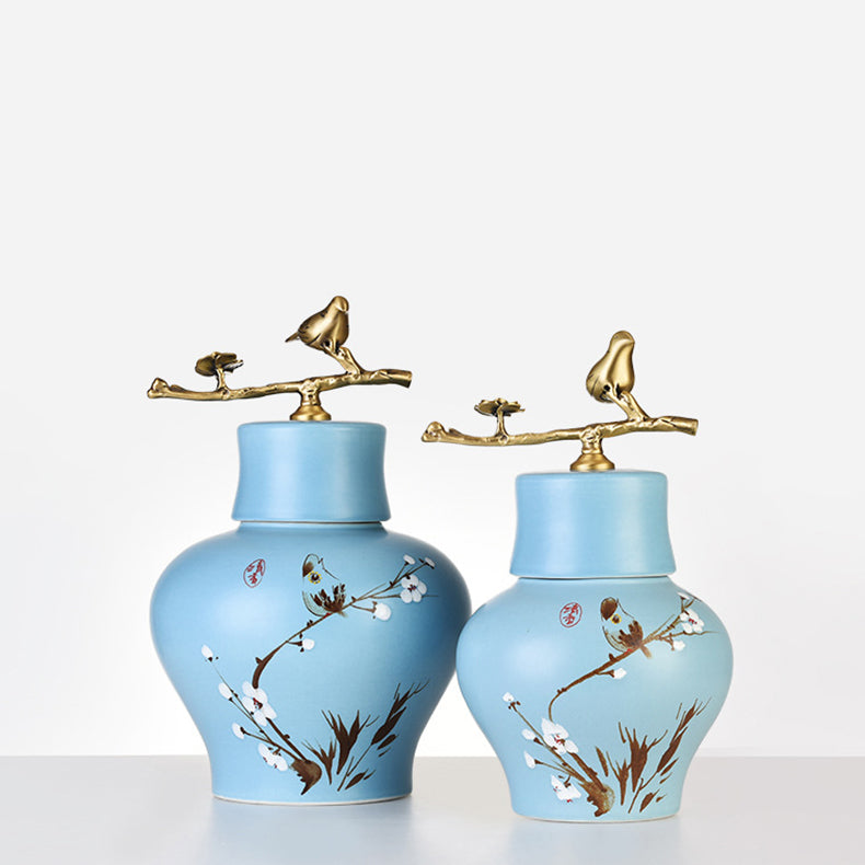 Plum Blossom Cylindrical Copper Table Lamp