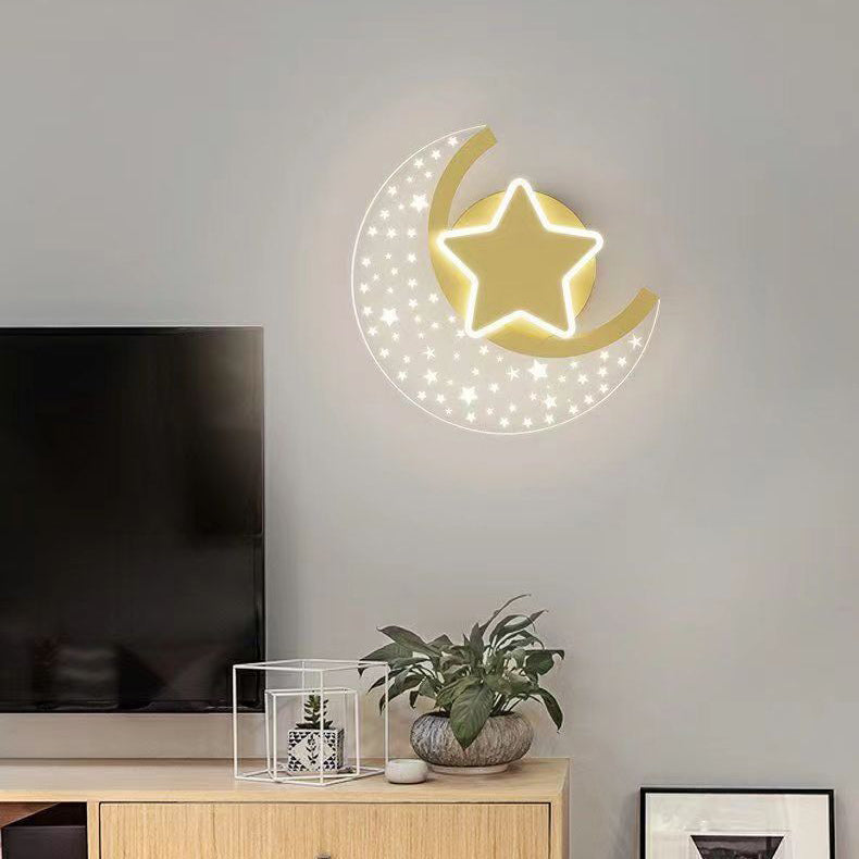 Iron Aluminum Acrylic Moon Wall Lamp