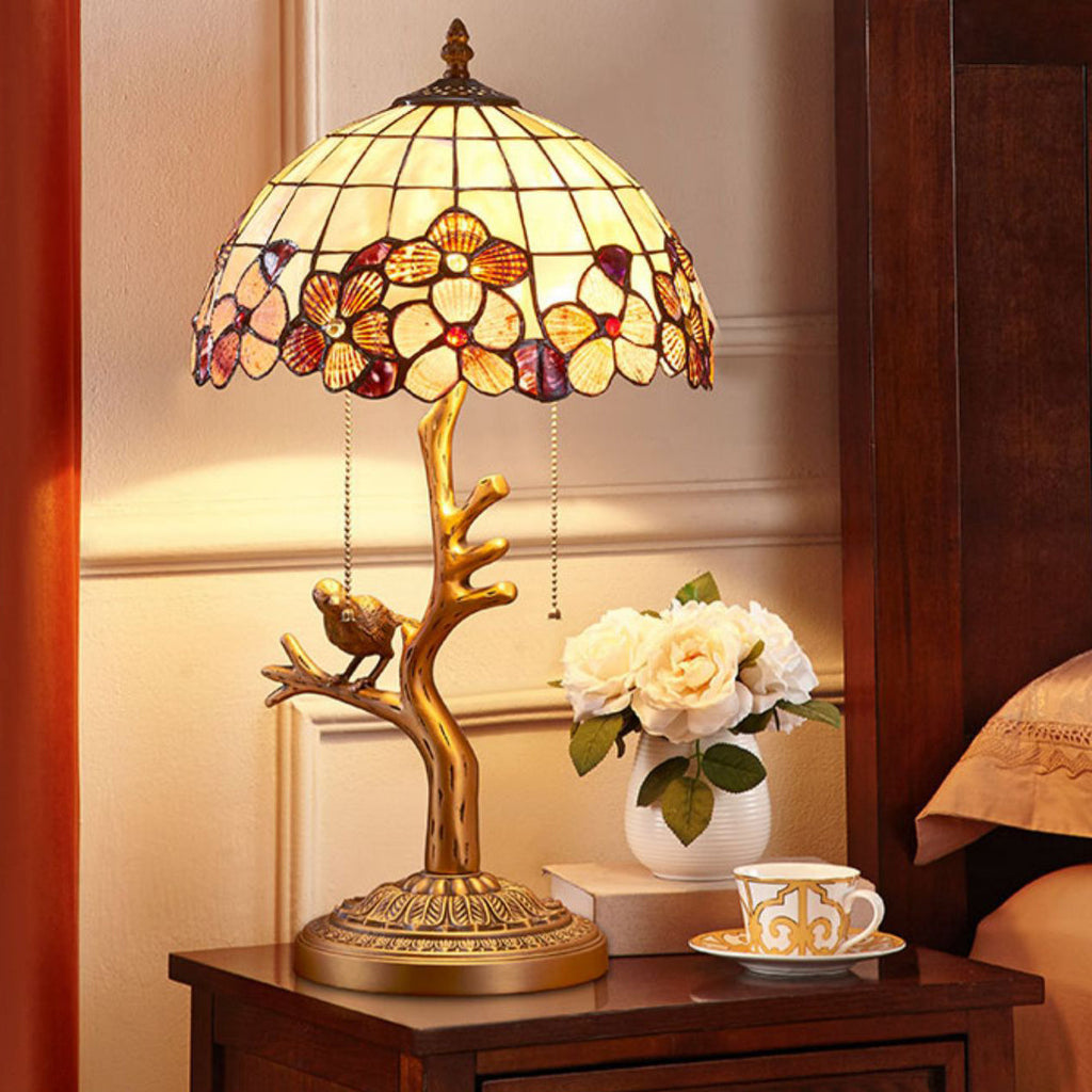 Full Copper Bird Decoration 2-Light Table Lamp