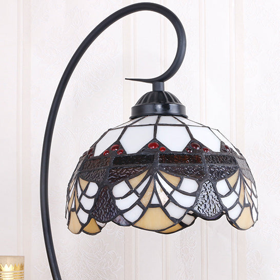 Iron Glass Floral Whelk Table Lamp