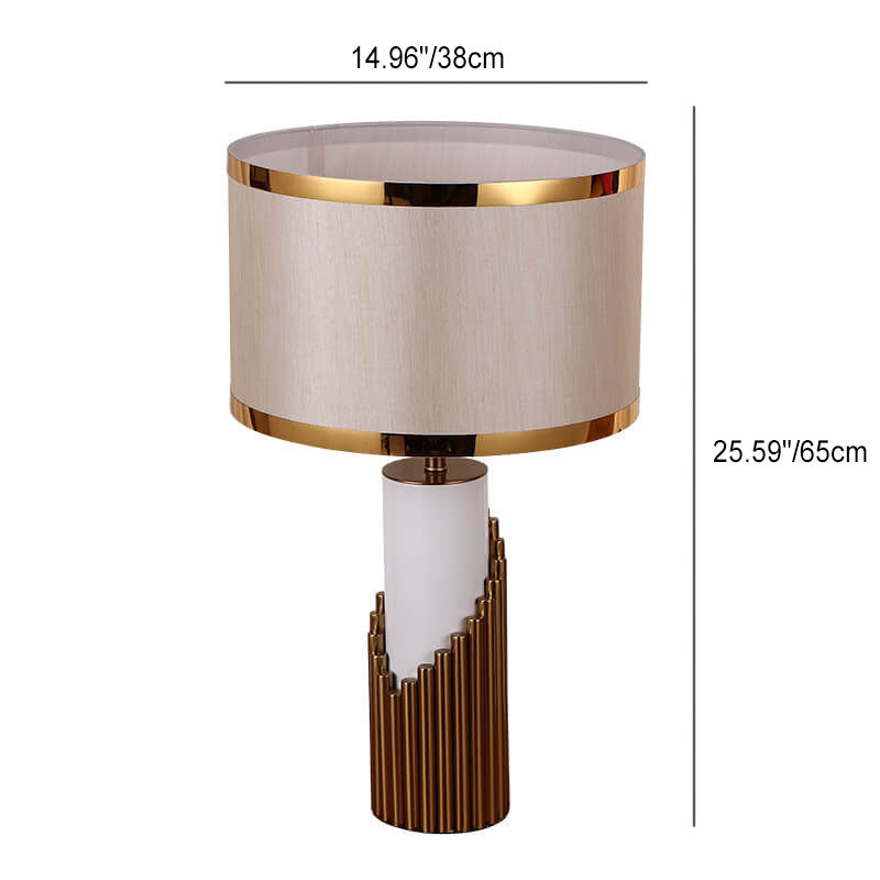 Fabric Lampshade Metal Cylindrical Table Lamp