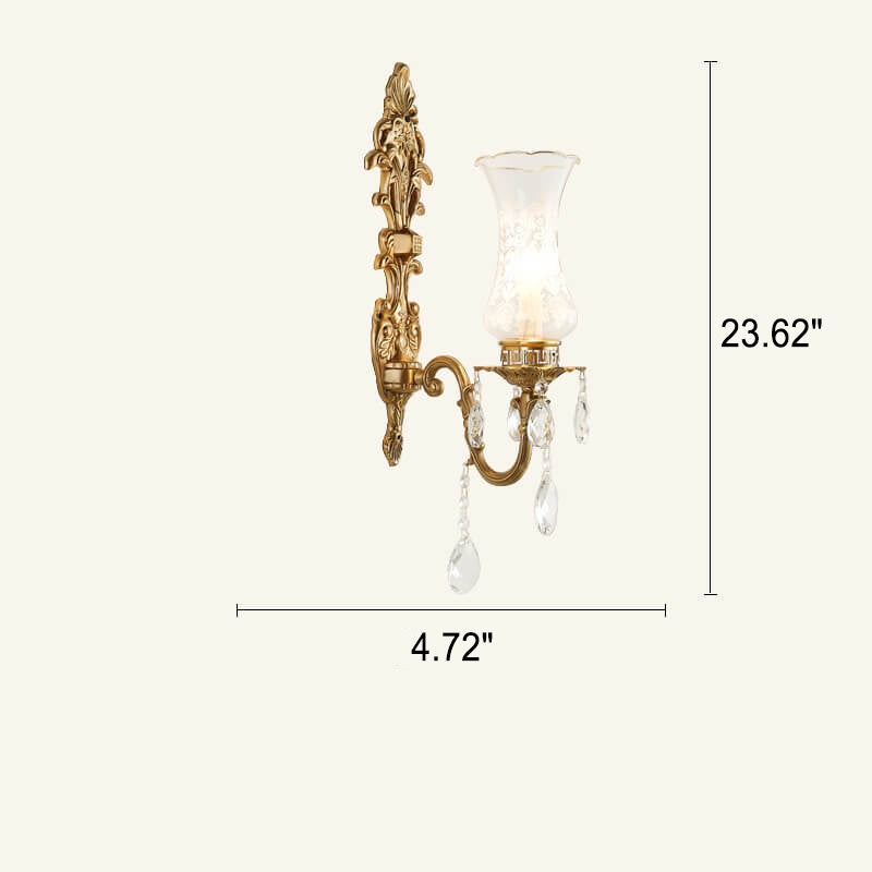 Crystal Candelabra Brass 1/2 Wall Lamp