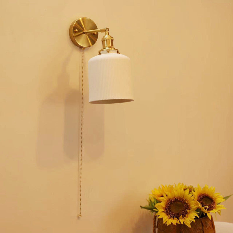 Brass Round Vanity Bedroom Wall Lamp