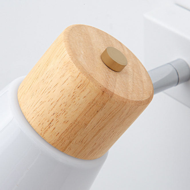 Wood Glass Cone Rotatable Wall Lamp