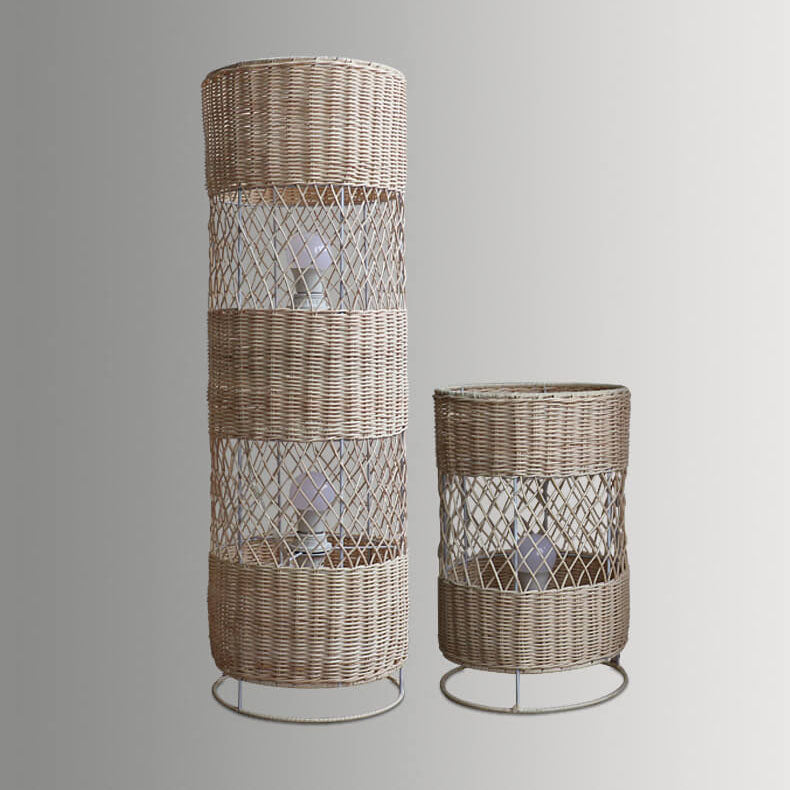 Rattan Weaving Round Column Floor Lamp