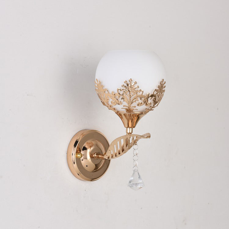 Round Flower Iron Glass Wall Lamp