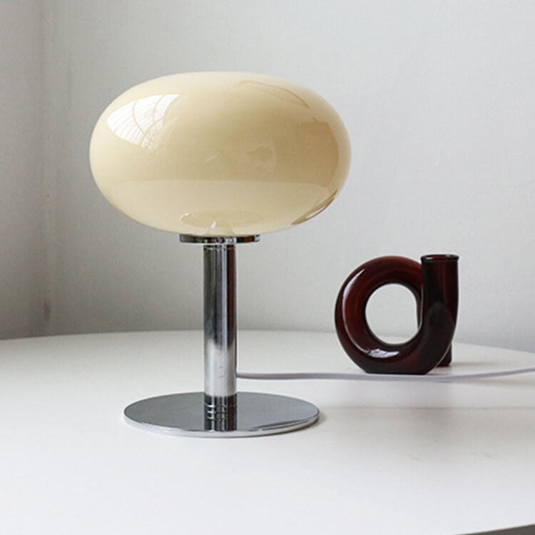 Cream Round Glass Table Lamp
