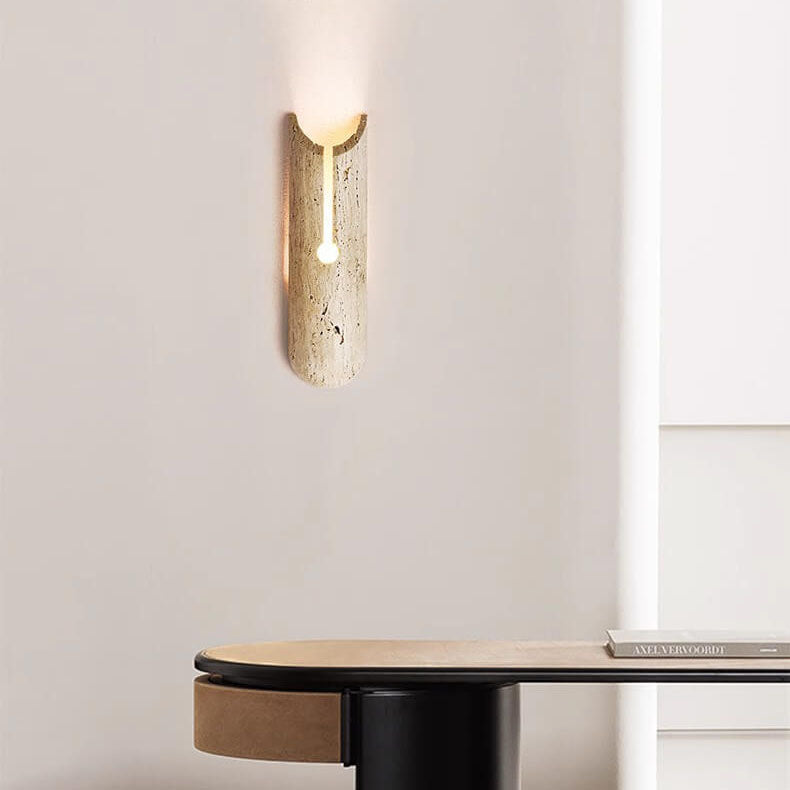 Yellow Travertine Half Oval Wall Lamp