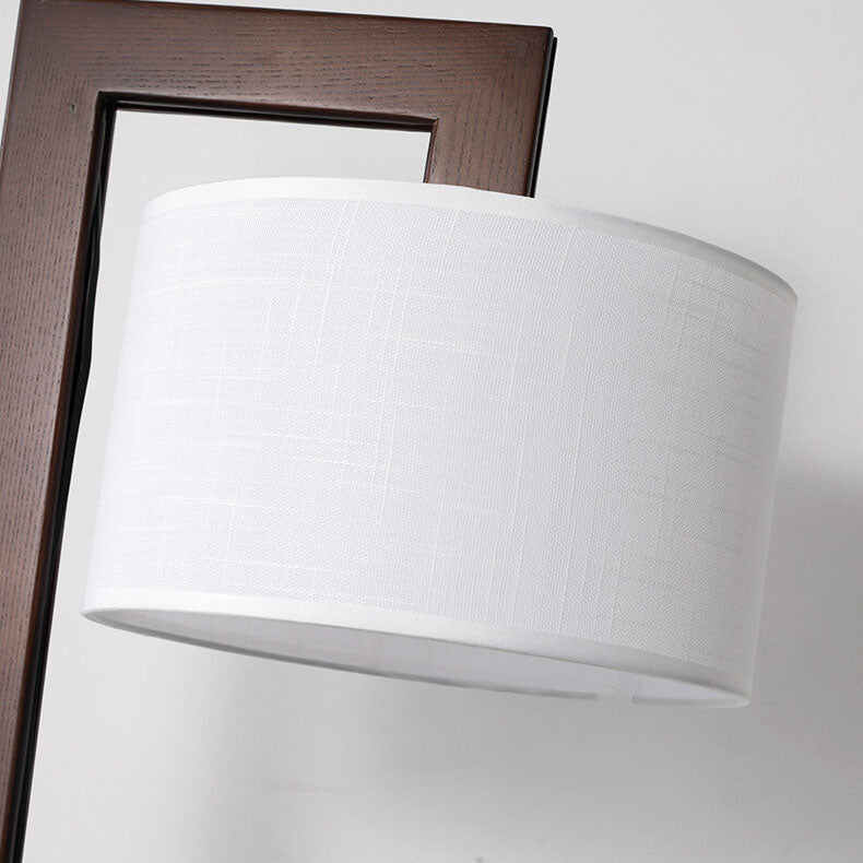 Walnut Fabric Drum Floor Lamp