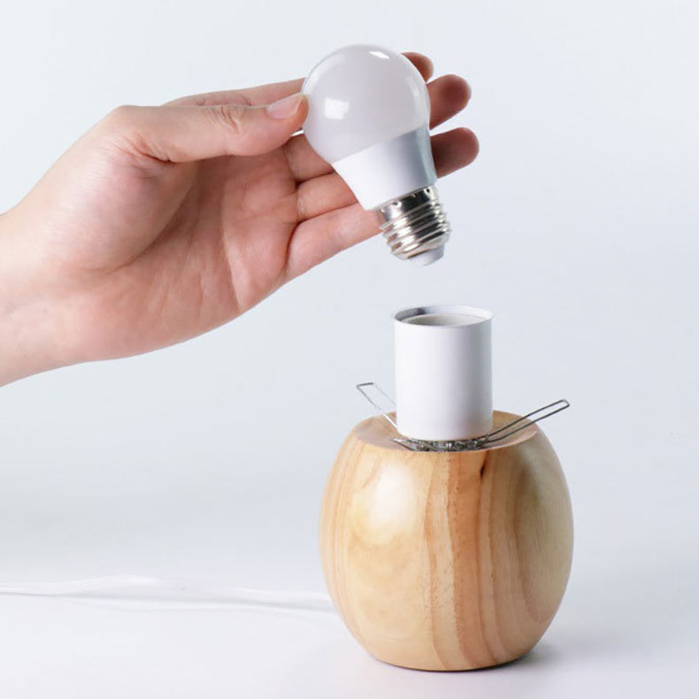 Orb Glass Wood Bedroom Table Lamp