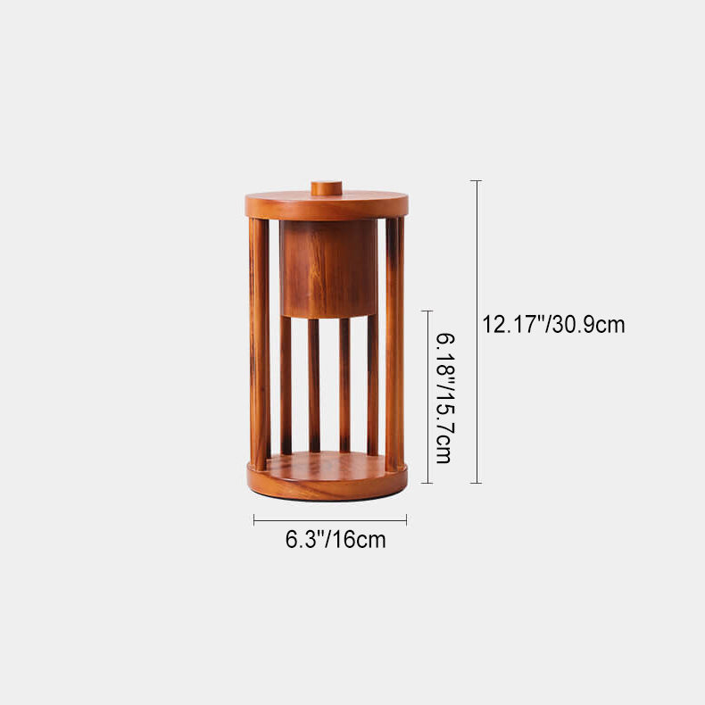 Wooden Circle Melting Wax Table Lamp