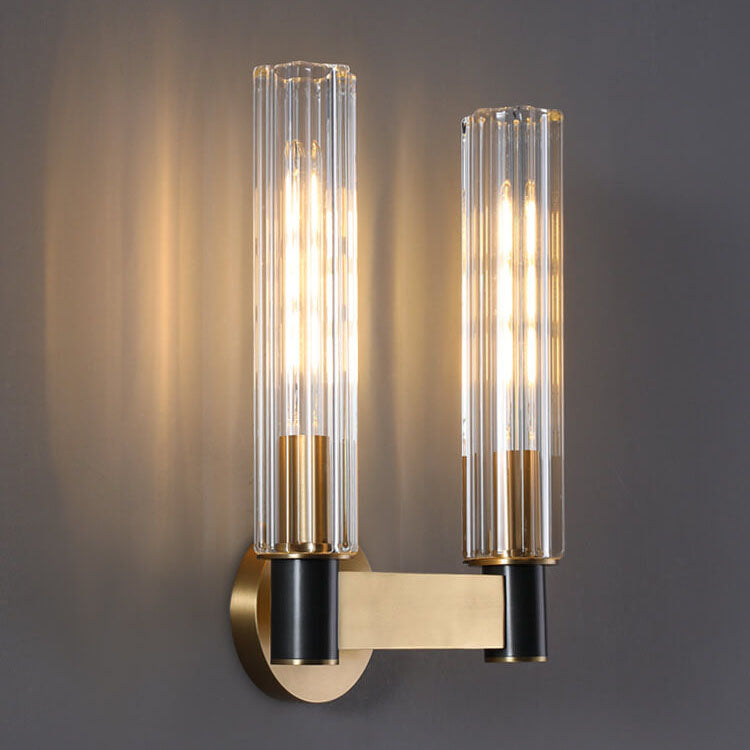 Minimal Brass Crystal Column Wall Lamp
