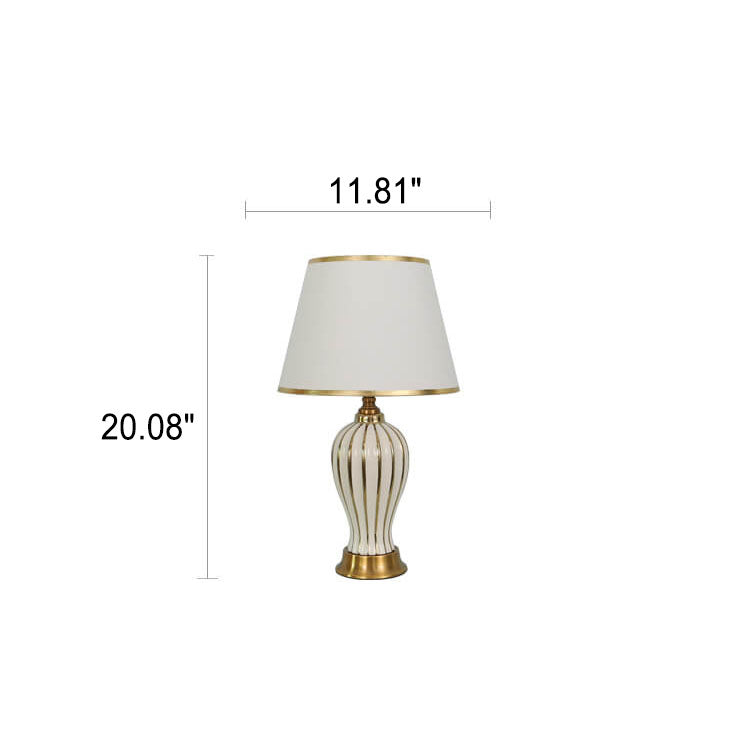 Fabric Dome Oval Ceramic Table Lamp