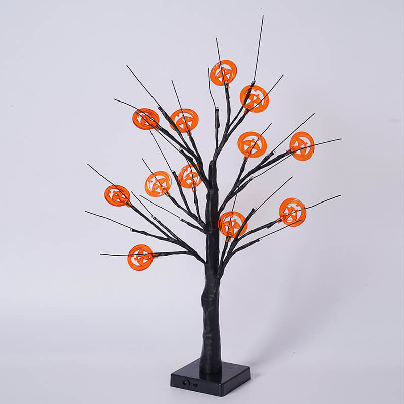 Halloween Tree Pumpkin Bats Table Lamp
