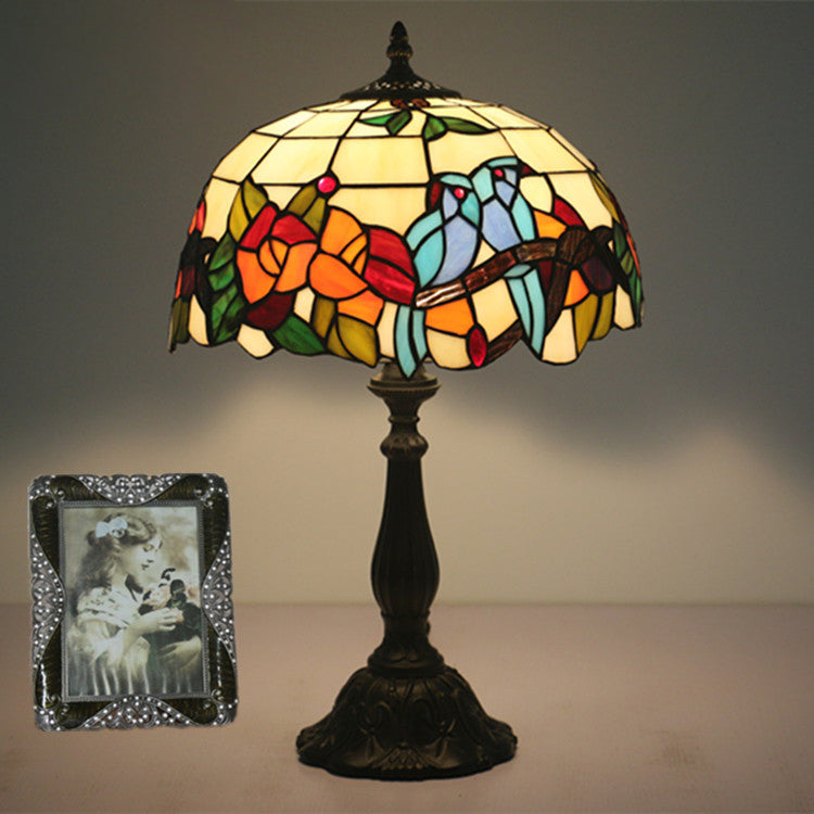 Stained Glass Rose Flower Table Lamp