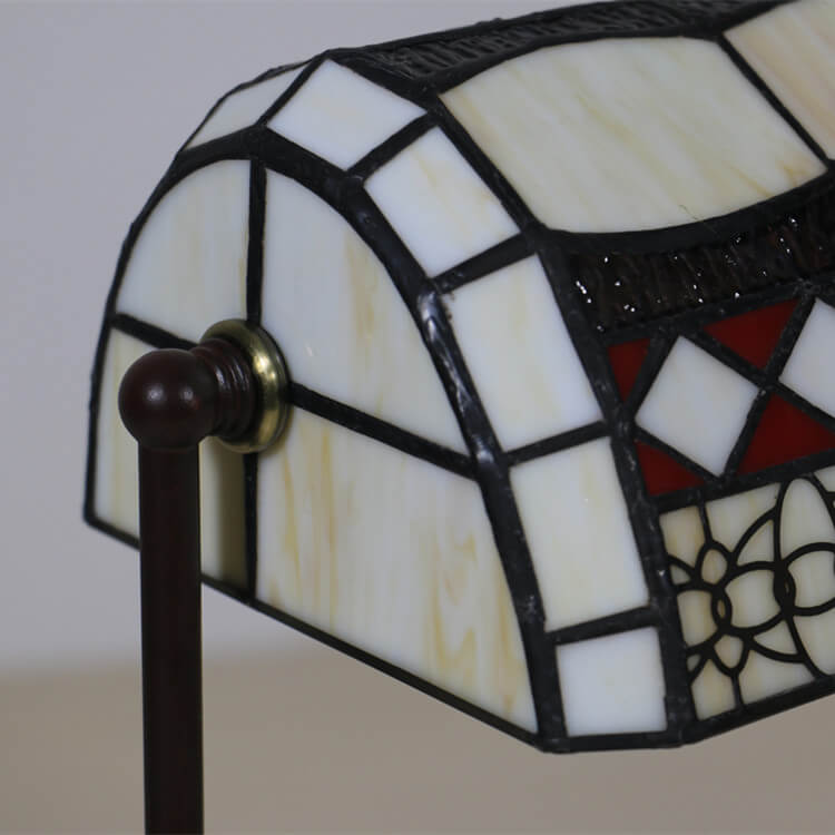 Geometric Stained Glass Bank Table Lamp
