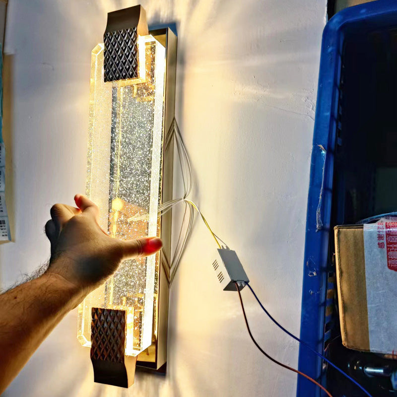 Rectangular Glass Stainless Steel Wall Lamp