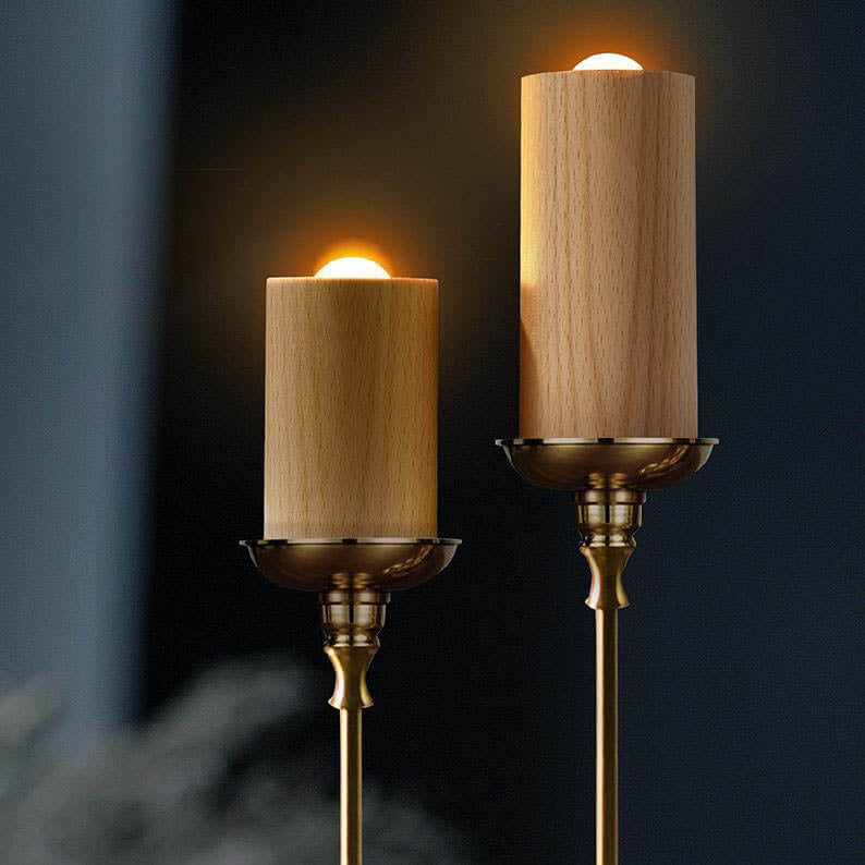 Wooden Cylindrical Table Lamp