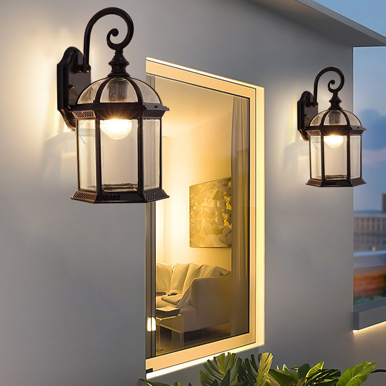 Hexagonal Castle Aluminum Glass Outdoor Light