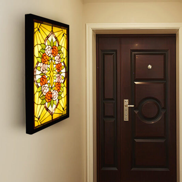 Pastoral Rose Pattern Mural Wall Lamp