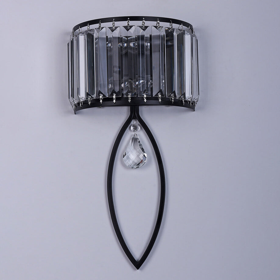 Crystal Half Column Oval 2-Light Wall Lamp