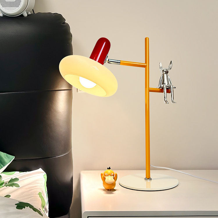 Round Glass Iron Rabbit Table Lamp
