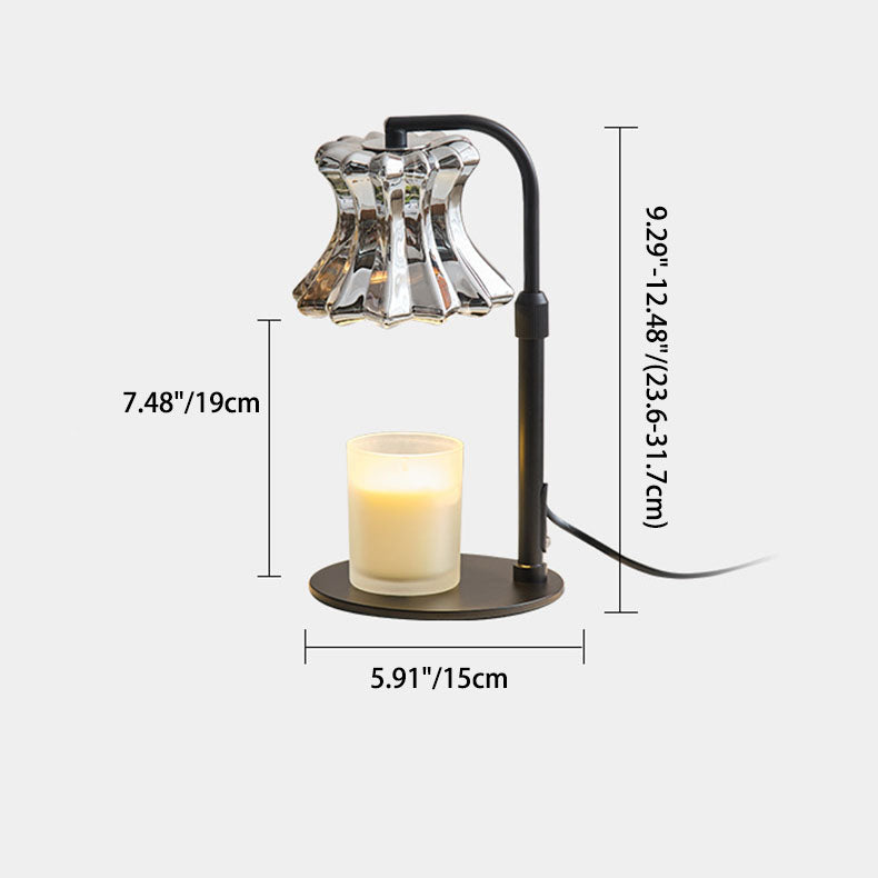 Floral Round Iron Glass Table Lamp