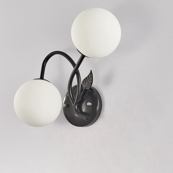Branch Leaf Glass Ball 2-Light Wall Lamp