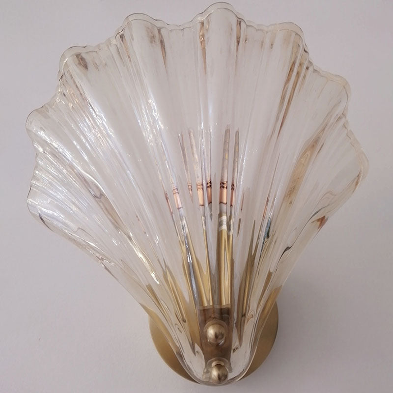 Scalloped Shell Amber Glass Wall Lamp