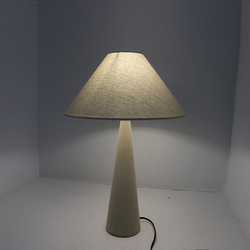 Linen Fabric Cone Column Table Lamp
