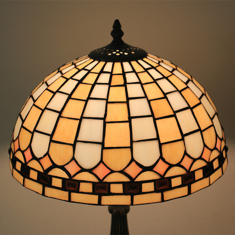 Yellow Plaid Stained Glass Table Lamp