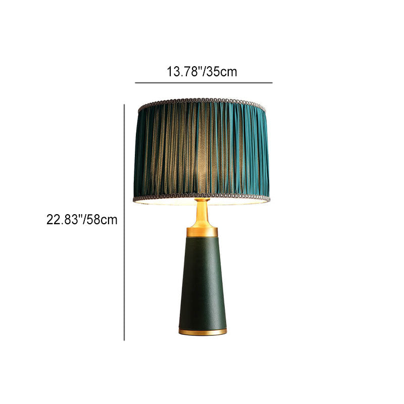 Fabric Cylinder Leather Study Table Lamp
