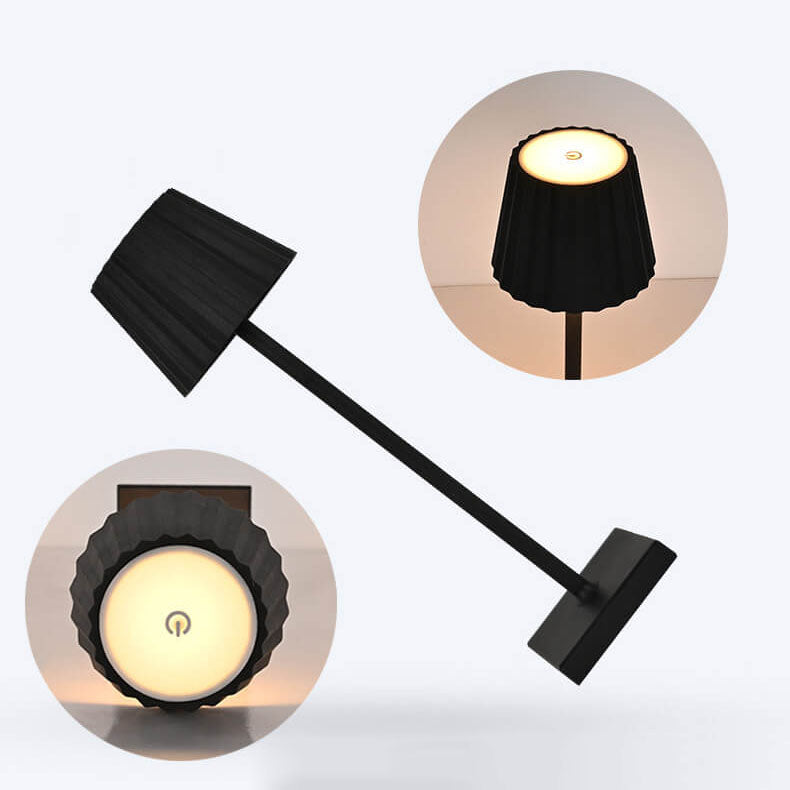 Aluminum Pleated Cone Touch Table Lamp
