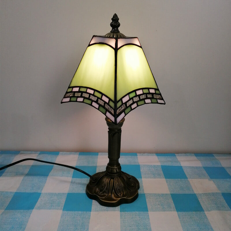 Square Stained Glass Iron Table Lamp